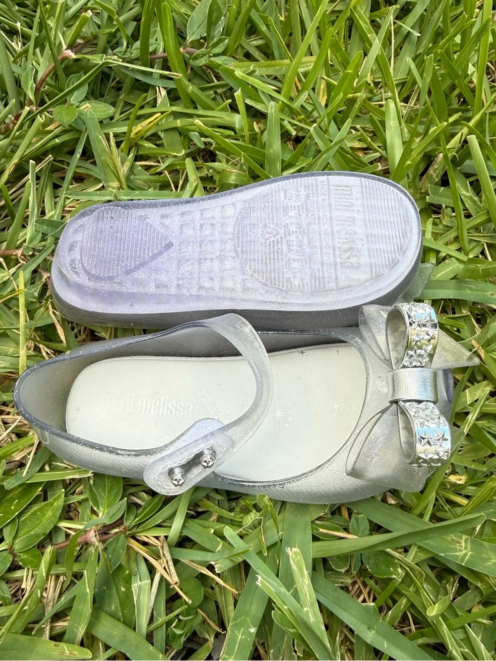 Mini Melissa Silver Bow Mary Jane Shoes for Girls